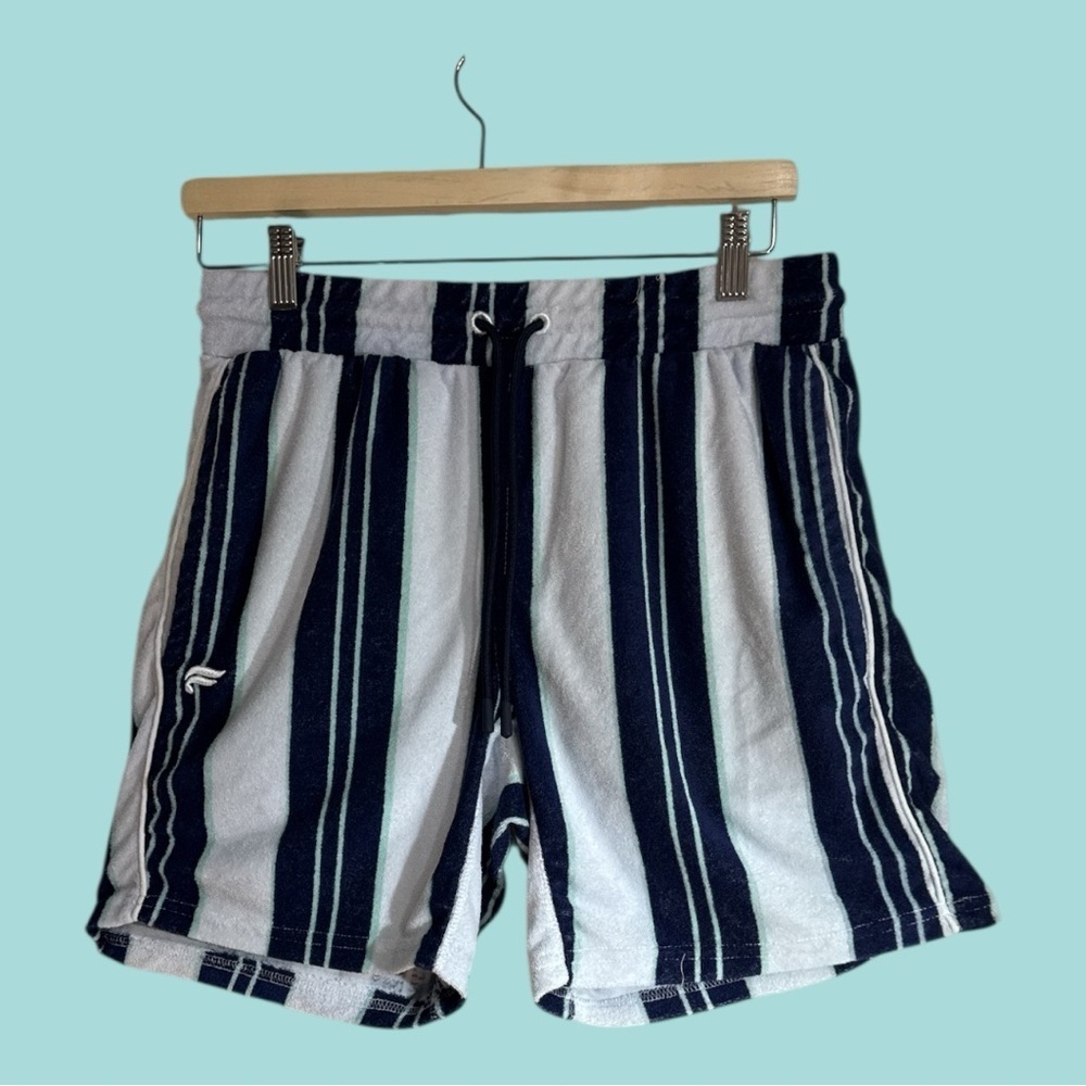 Fabletics Island Terry Cloth Everyday Shorts Striped Drawstring Elastic Size S
